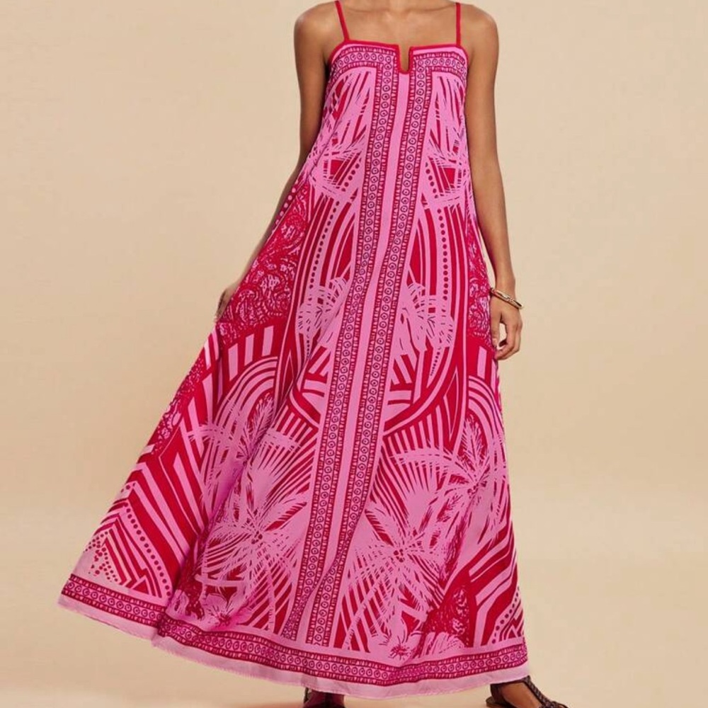 Pink and Red Maxi Dress